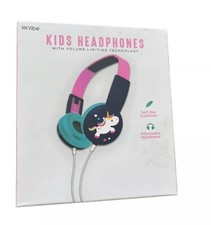 Vibe Kids Headphones Pink/Blue Unicorn Volume Limiting Technology Adjustable NEW