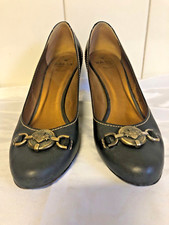 Vintage Bally Brown Leather Heels/ Pumps "Camilino" Brass Hardware EU 37.5 US 7