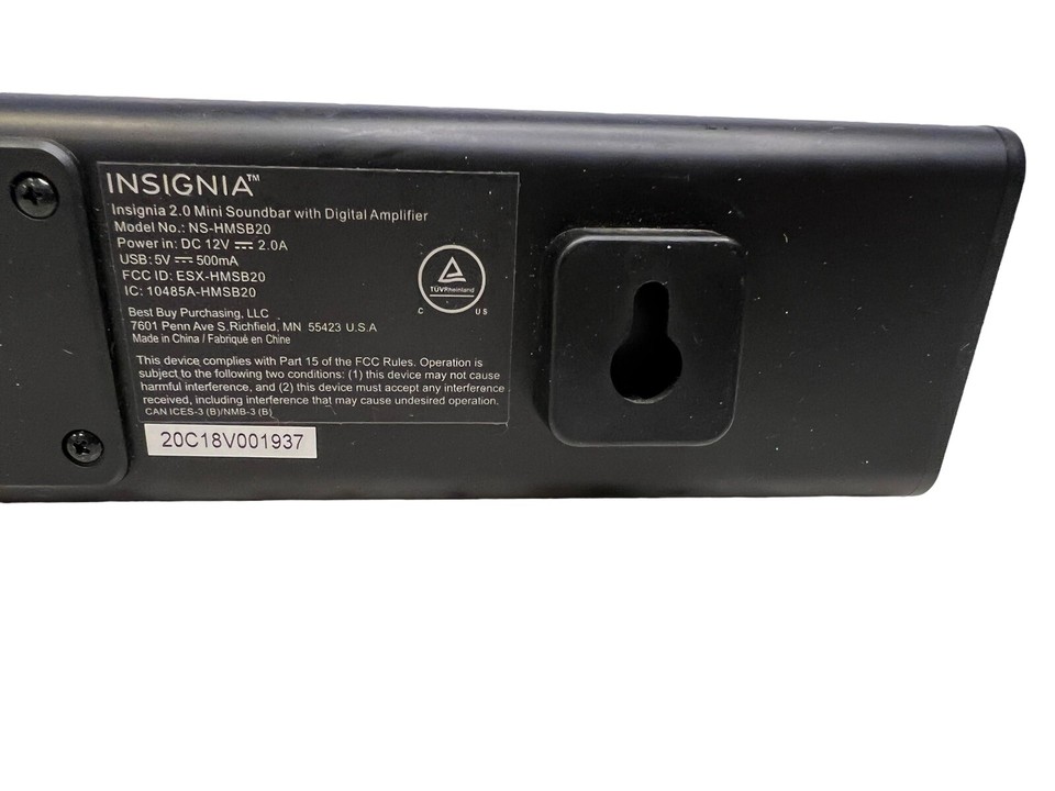 Insignia NSHMSB20 2.0Channel Mini Soundbar Black BAR ONLY NO CORD OR
