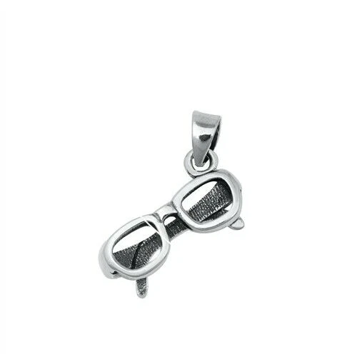 VETEMENTS Ciondolo vetro occhio vero argento sterling 925 prodotto ossidato altezza 13 mm
