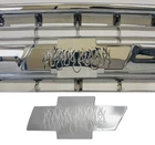 99-02 Chevy Silverado 1500 Front Billet Bowtie Grille Emblem Chrome FLAMES