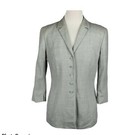 Escada Lightweight Wool Jacket Size 36 AU 10 Vintage 3/4 Sleeve Grey Button