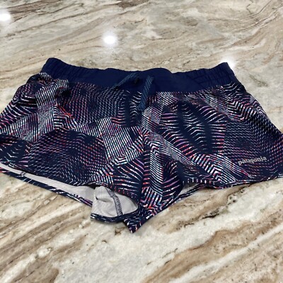 Patagonia Nine Trails Lined Shorts Womens Small Blue Running Athletic  Geometric