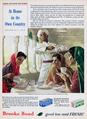 Advertisement Brooke Bond tea with the caption 'At home in its own - Old Photo