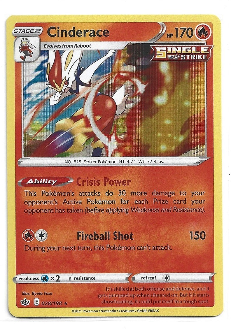 Cinderace 28/198 Rare Holo | Chilling Reign | Pokemon Card