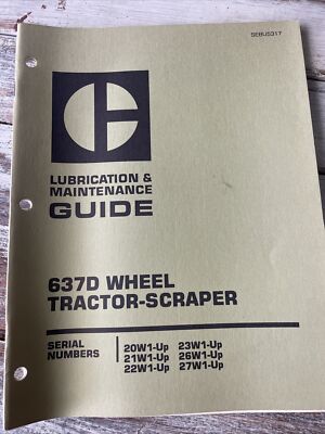 CAT Caterpillar 637D Pan Scraper Owner Maintenance Manual book guide Service OEM