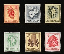 1959 FLOWER DEFINITIVE SET OF "6" COMPLETE MINT UNHINGED "FRESH"