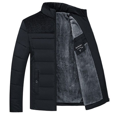 Men Plush Parkas Stand Collar Winter Jacket Parker Coat Winter Warm Overcoat