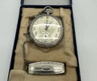 Antique Working Waltham 14k Gold Filled Open Face Pocket Watch Blue Hand w/ Box
