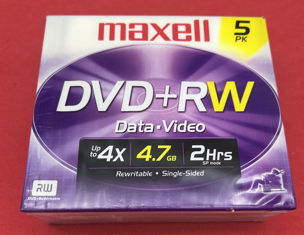 【No PENICILLIN TYPE A DVD】 Maxell DVD Rewritable Media - DVD+RW - 4x - 4.70 GB - 5 Pack