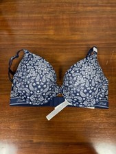 Victoria's Secret Pink Wear Everywhere Push-Up Bra 32DD Blue Floral