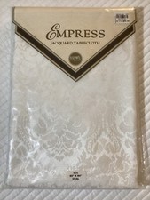 Bardwil Empress White Jacquard OVAL Tablecloth 60"x 84" New w/Tags Original Pkg