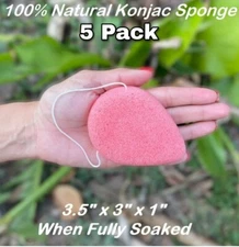 Konjac Natural Sponge Bath Body Back Facial Shower Cleanser Makeup Remover 5 Pk