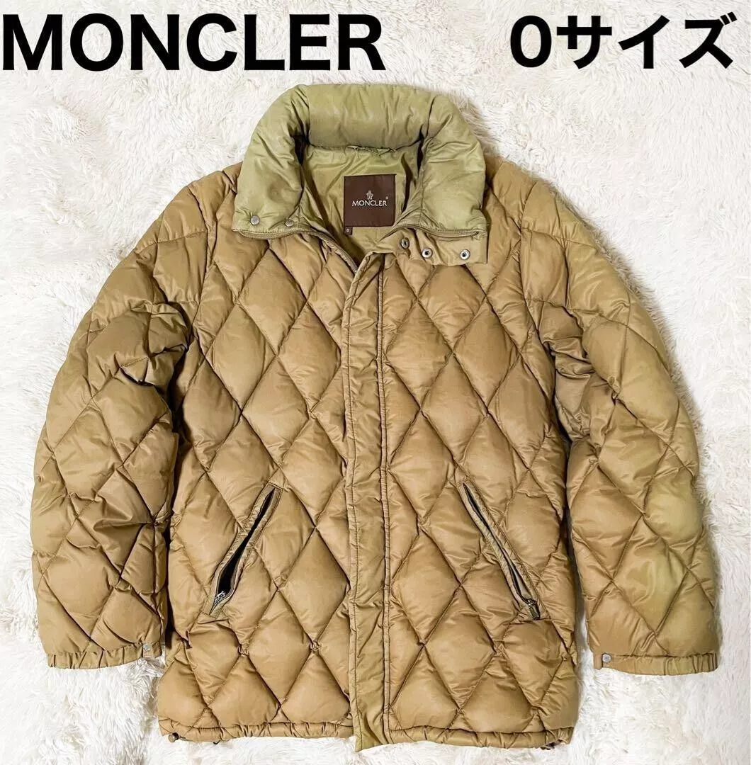 MONCLER down coat jacket diamond quilt beige men's size 0