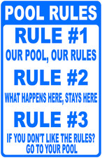 Pool Rules Our Pool, Our Rules Sign. Size Options