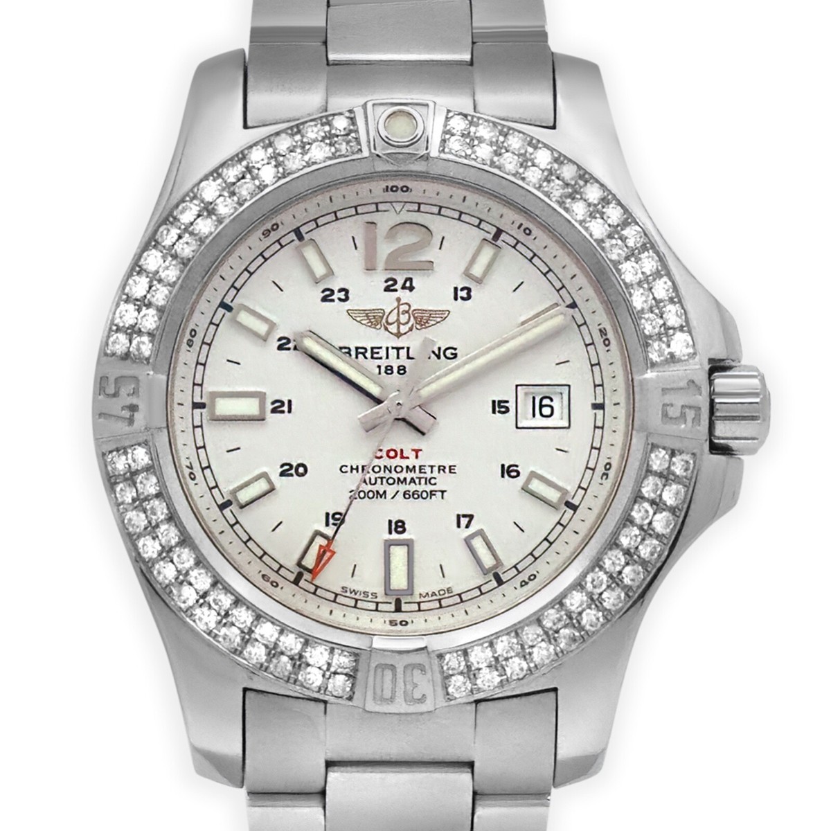Breitling コルト A17388 Breitling Colt Automatic A17388 44mm Custom Diamond Bezel White