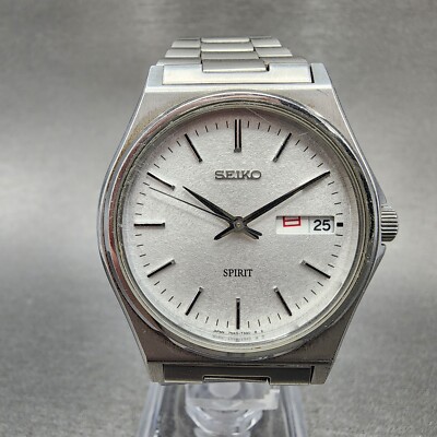 Seiko Spirit watch Men 35mm Silver Dial Silver Tone Daydate 7n43
