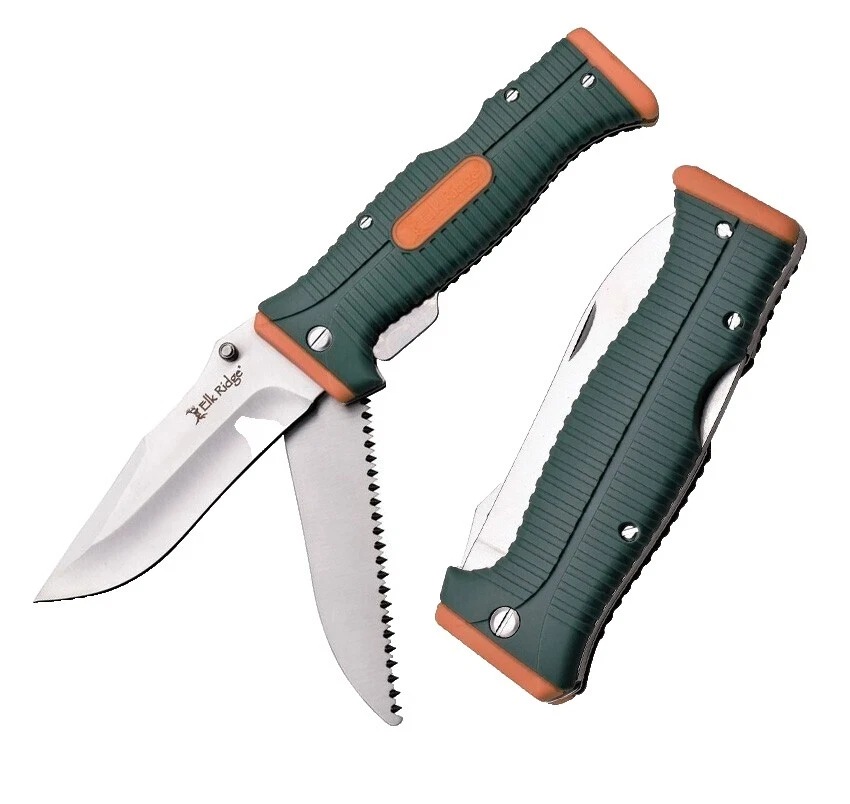 Elk Ridge Stainless Steel Blade Collectible Folding Knives Rubber Handle