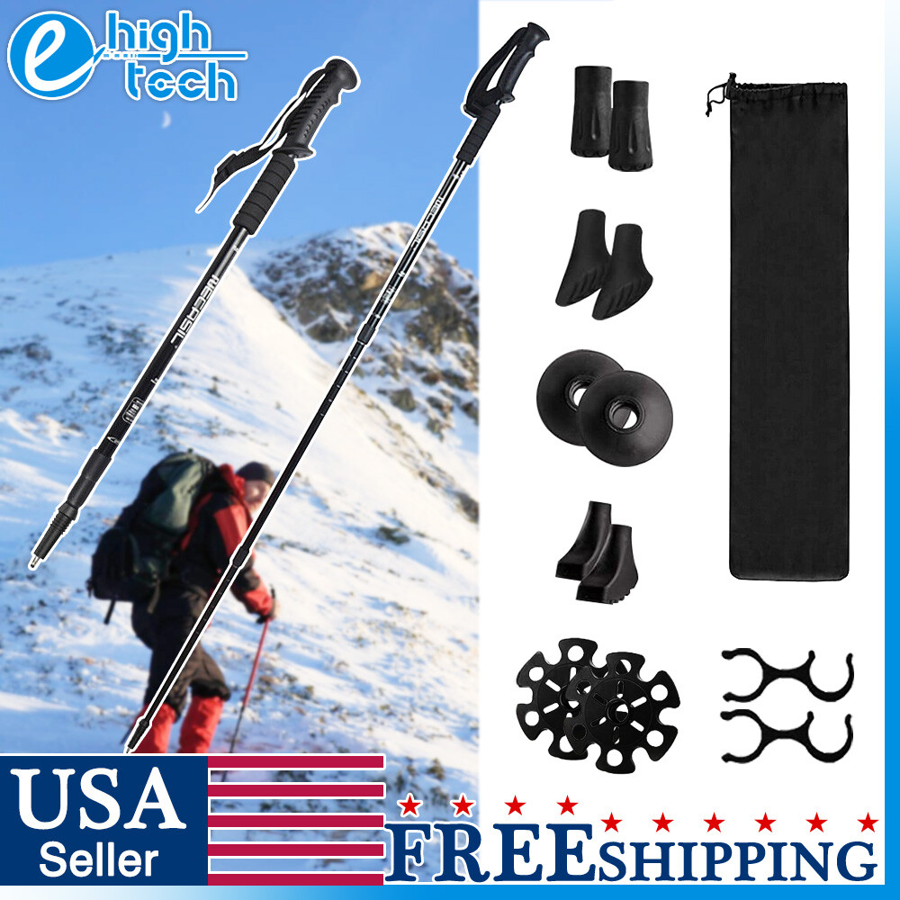 2x Trekking Poles Nordic Walking Hiking Sticks Anti-shock Adjustable  Alpenstock