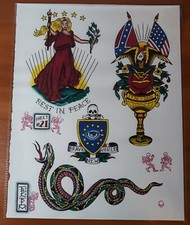 Original Bill Loika Traditional Style Tattoo Flash Sheet 12x15", USA, New World