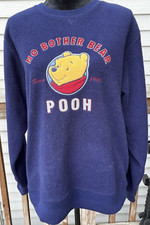 Vintage Disney Store Winnie The Pooh Blue Fleece Sweatshirt Size M Medium