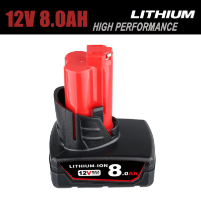  8.0Ah For Milwaukee for M12 12V Lithium Extended Capacity Battery 48-11-2460