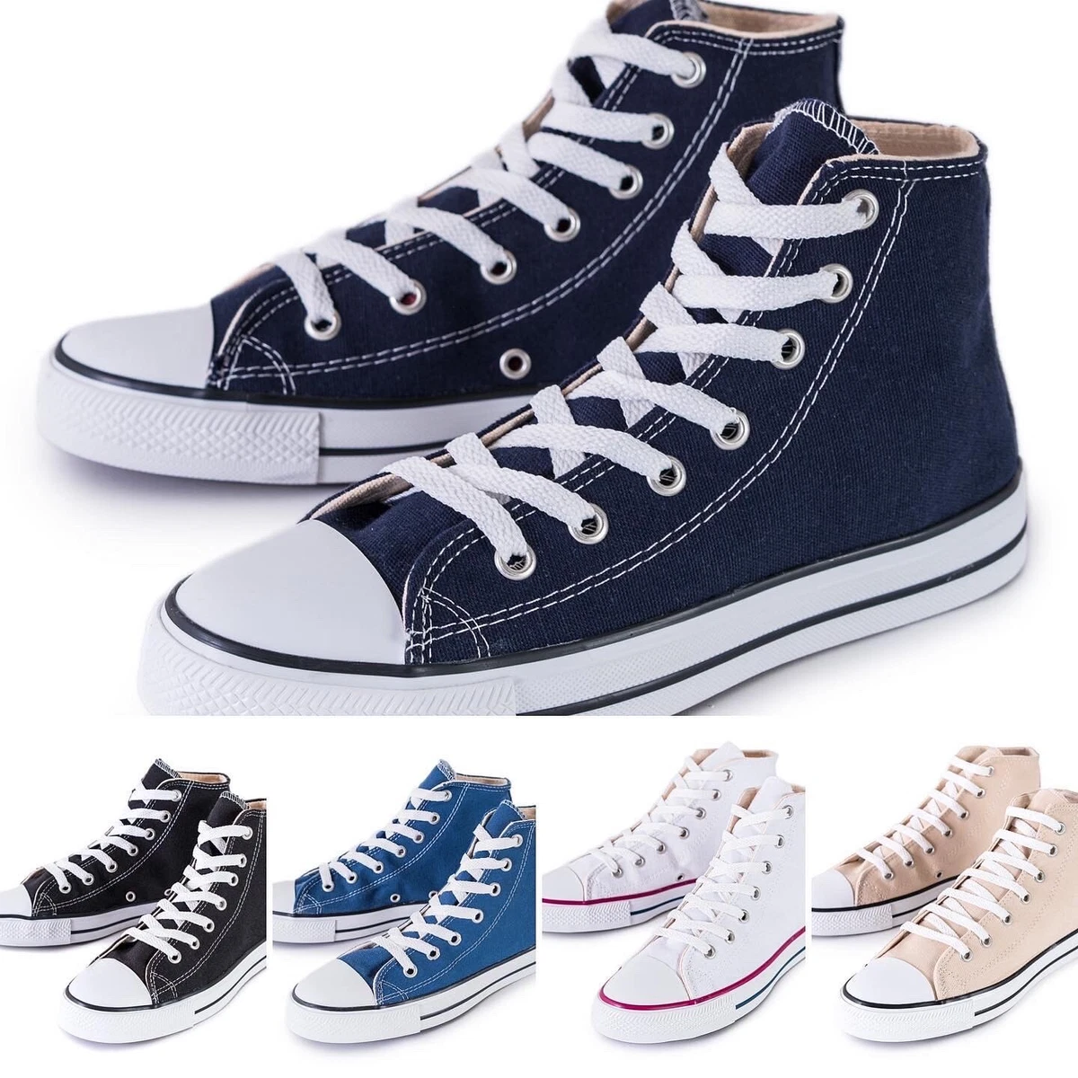 Mens Casual Trainers Canvas High Top Buy 1 Get 1 Half Price
