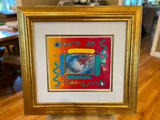 Peter Max "I Love the World" Mixed Media Acrylic Painting - Hand-Signed -Unique 