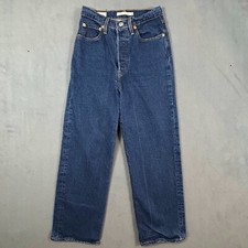 Levis Premium Jeans Womens 27 Ribcage Straight Dark Wash Button Fly Stretch