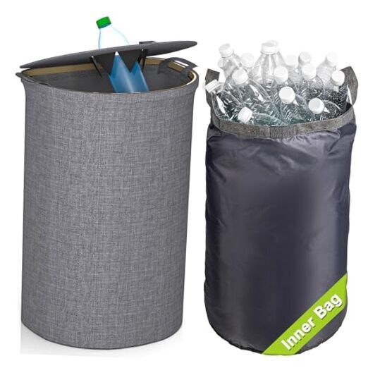 Recycling Bin for Kitchen Indoor Home, Large 27 Gallon 105L Recycle Bin Grey-image