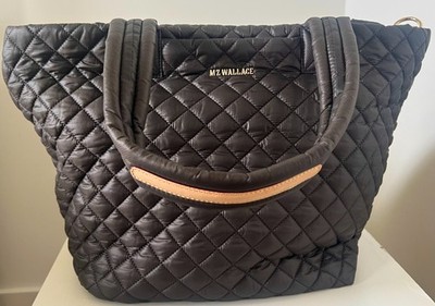 MZ Wallace Black Quilted Medium Metro Tote Deluxe Work Travel Handbag