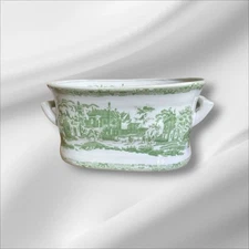 Chinoiserie Green & White Porcelain Foot Bath Basin  G Millennial 
