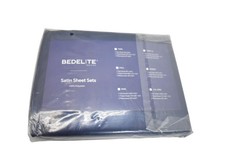 BEDELITE Satin Sheet Set Full Double Navy Blue 4 Piece Polyester New Bedding