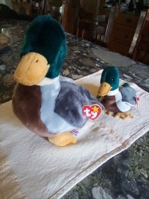 2 Plush Mallard Ducks by TY-- Mint!
