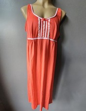 Vintage Lorraine Long White Gown Lace Red Granny Core Peignoir Robe Nylon Sz M