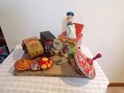 MIXED LOT 7 VTG. TIN TOYS 1938 LONE RANGER, J CHEIN TOP, KANTO LADY BUG, PLUS  4