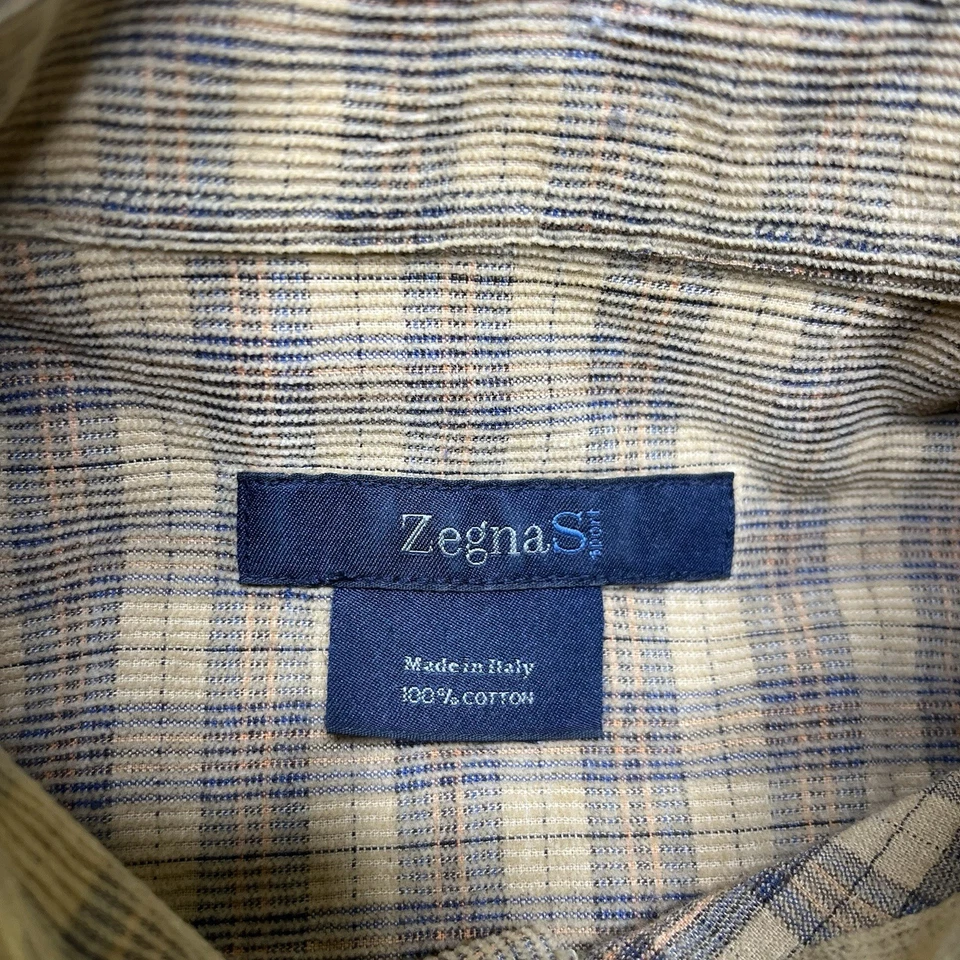 Рубашка на пуговицах мужская Ermenegildo Zegna спортивная клетчатая вельветовая размер большой - Изображение 4 из 4