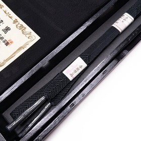 VTG Japanese Obiage-Obijime Set Black Silk Formal Kimono Accessories Lacquer Box