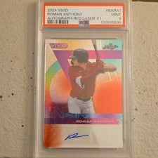 Leaf 2024 Vivid Roman Anthony #BA-RA1 Red Laser Autograph 1/1 Rookie PSA 9