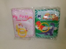 2 pk My First Photo Book Baby Album 4x6 Photos DINOSAURS/UNICORNS 17 Photos Each