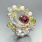 Unique ring Natural Rhodolite Ring 925 Sterling Silver Size 6 /R463218