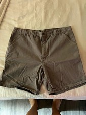 VINTAGE Carhartt B25 CMT Men's Gray Canvas Cotton Work Shorts Flat Front Pockets