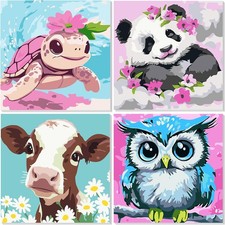 NAIMOER 4 Pack Paint by Numbers Kit for Kids, Cute Animals Kids J4ZB016