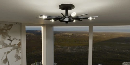 Quoizel QSF6158 Mesquite 5 Light 22"W Semi-flush Ceiling Fixture - Brass - Picture 2 of 12