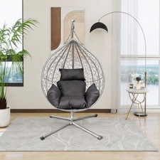 Garden Hanging Swing Egg Chair Hammock Cushion&Stand Patio Indoor Outdoor Wicker