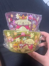 Pompompurin Flower Print Bowls Set of 2 Pink & Yellow Used