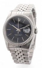 1989 ROLEX Datejust 36 Jubilee Bracelet - Engine Turn Bezel - Black Dial - 16220