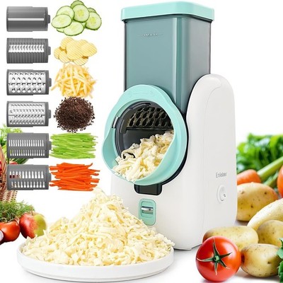 Enleber 6 in 1 Elektrische Multi Reibe, Käse, Gemüse, Obstschneider-Zerkleinerer