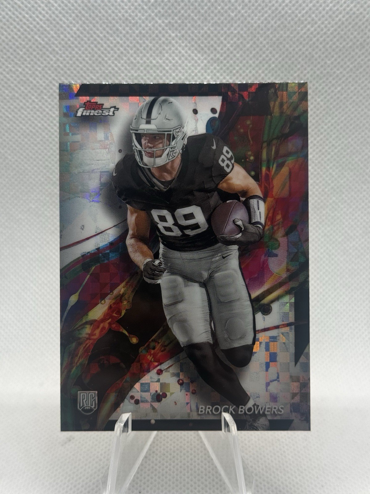 2024 Topps Finest Brock Bowers X-Fractor (RC) Checkerboard #82 Raiders Rookie