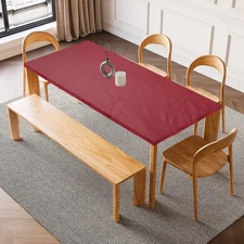 Fitted Tablecloth with Elastic Edge for 24 x 24 Inch Table, Dark Red